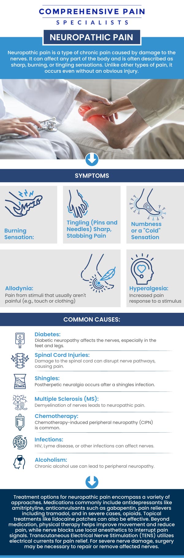 Common questions asked by patients: What are the common causes of neuropathic pain? How is neuropathic pain different from other types of pain? What treatments are available for managing neuropathic pain? Can neuropathic pain be cured, or is it a lifelong condition? For more information, contact us or book an appointment online. We are located at 1177 PA-315, Dolphin Plaza, Wilkes-Barre, PA 18702. We serve patients from Wilkes-Barre PA, Glen Lyon PA, Dallas PA, Pittston PA, Mountain Top PA, Plymouth PA, and surrounding areas.